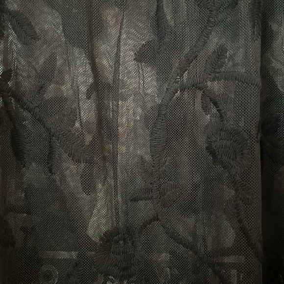 Torrid Black Embroidered Mesh Mock Neck Top - Picture 3 of 10